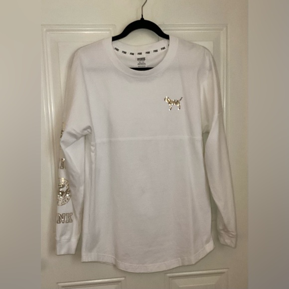 PINK Victoria's Secret Tops - PINK Victoria’s Secret Gold Sequin Shirt XS